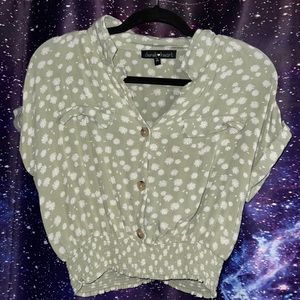 DEREK HEART crop short sleeve top